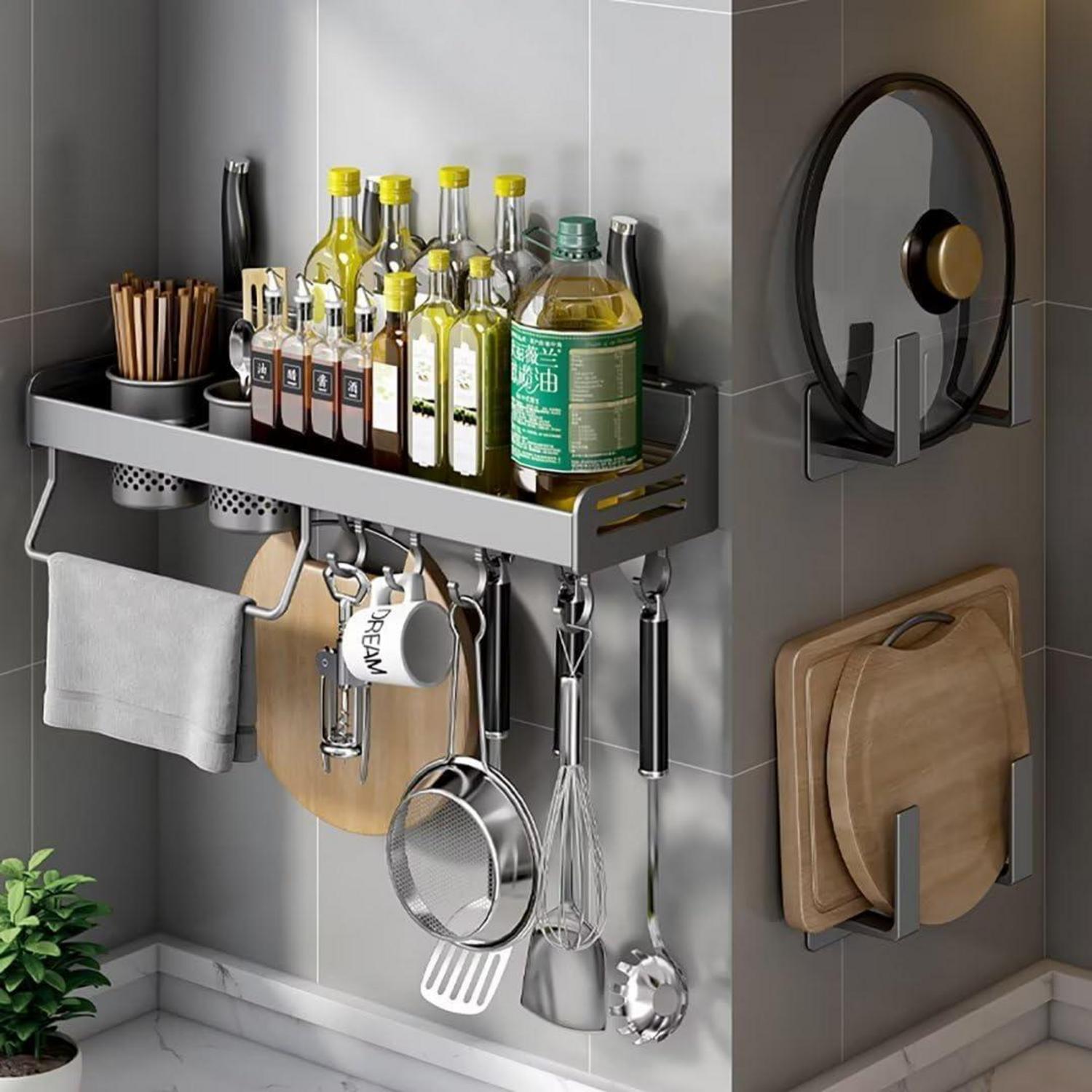 Wand Gewürzregal Hängend Grau 50cm Organizer für Küche