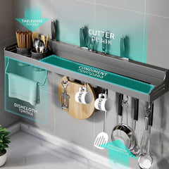 Gewürzregal Wand Organizer ohne Bohren 50cm grau