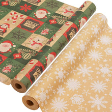 2 Rollen Weihnachtspapier Set 43cm x 15m Nature Kraftpapier Xmas