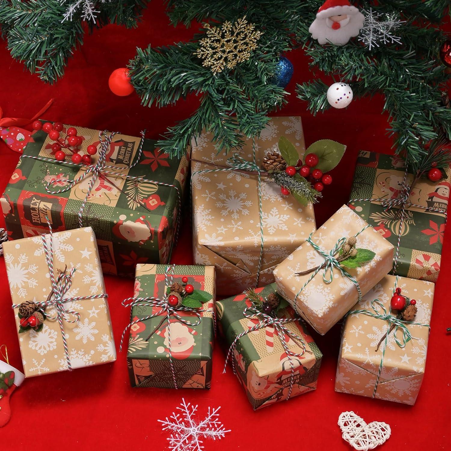 2 Rollen Weihnachtspapier Kraftpapier Xmas Geschenkpapier 43cm x 15m