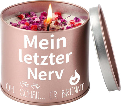 Geschenkidee: Lustige Kerze aus Metall mit Spruch
