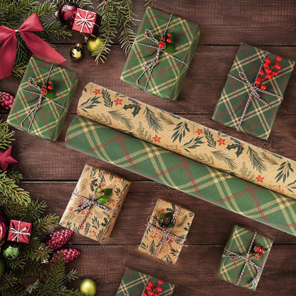 Weihnachtsgeschenkpapier Set Kraftpapier Xmas 43cm 15m Vintage