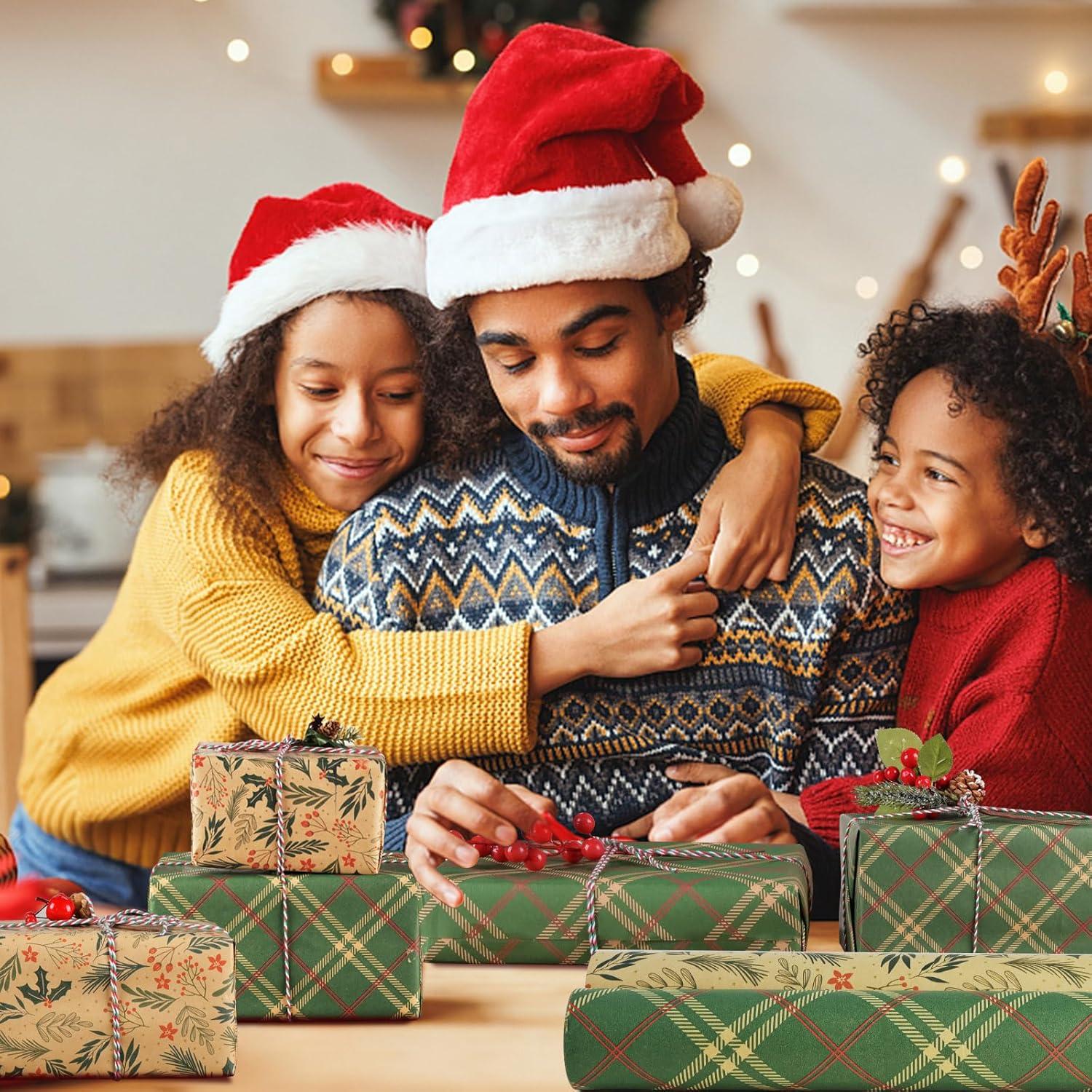 Weihnachtsgeschenkpapier Set 2 Rollen 43cm x 15m Kraftpapier Xmas