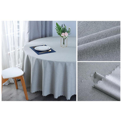 Runde Baumwoll-Leinen Tischdecke wasserabweisend, Ø 260 cm, Hellgrau