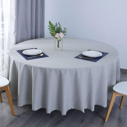 Runde Baumwoll-Leinen Tischdecke wasserabweisend, Ø 280 cm, Hellgrau