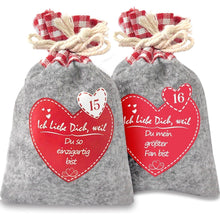 Adventskalender zum Selbst Befüllen Filzsäckchen Liebe Dich