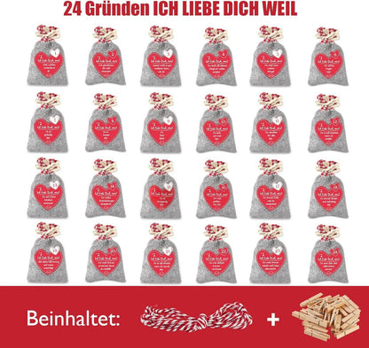 Adventskalender zum Selbst Befüllen Filzsäckchen Liebe Dich