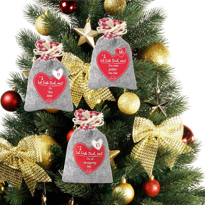 Adventskalender zum Selbst Befüllen mit 24 Gründen Ich Liebe Dich Filzsäckchen