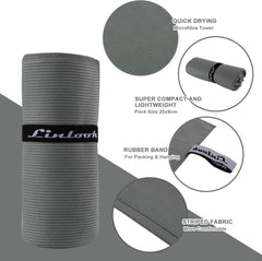 Mikrofaser Handtuch Groß 180x80cm Grau Schnelltrocknend Sport Strand Yoga