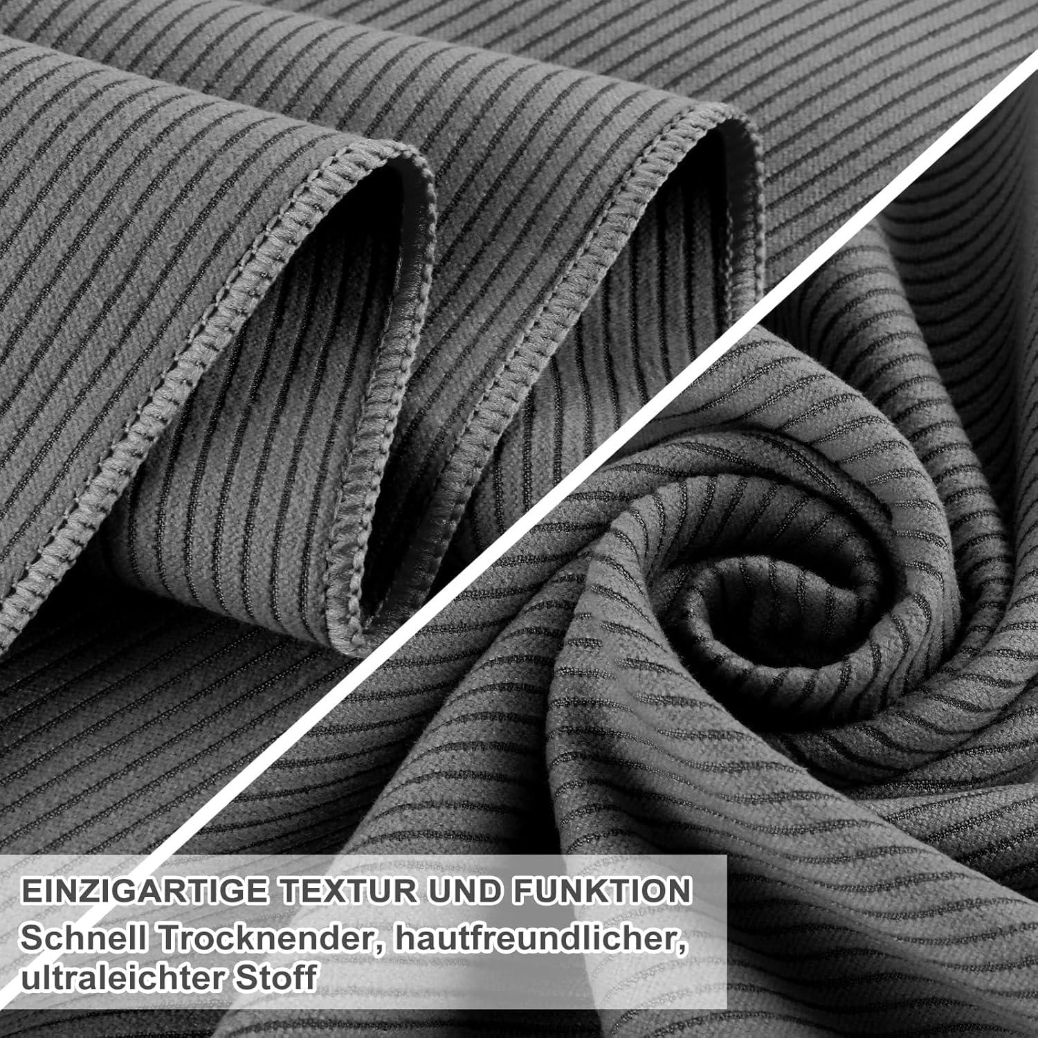 Mikrofaser Handtuch Groß 180x80cm Grau - Schnell trocknend Strand Yoga