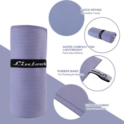 Mikrofaser Handtuch Groß 180x80cm Violett für Sport Fitness Yoga Strand Travel