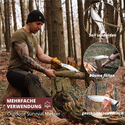 Outdoor Survival Messer D2 Stahl Full Tang Klinge mit Holzgriff