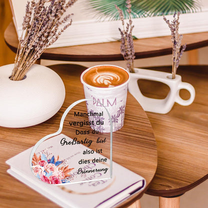 Geschenk für Frauen Herz Acrylplakette Gravur Freundin Schwester