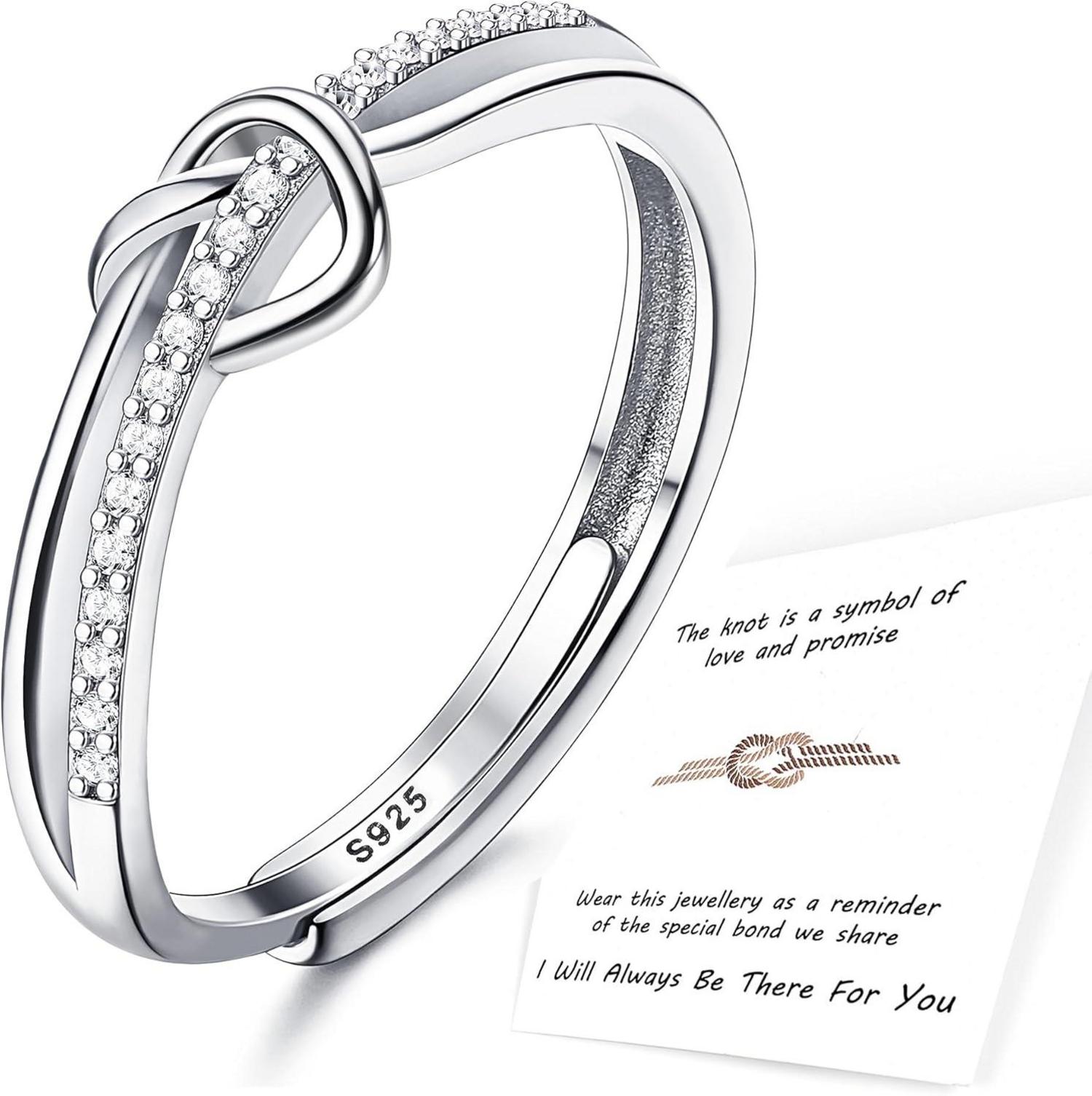 925 Sterling Silber Verlobungsring mit Zirkonia Liebesknoten