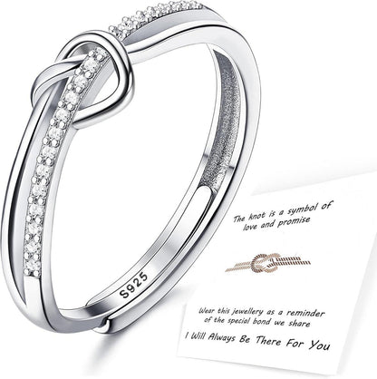 925 Sterling Silber Verlobungsring mit Zirkonia Liebesknoten