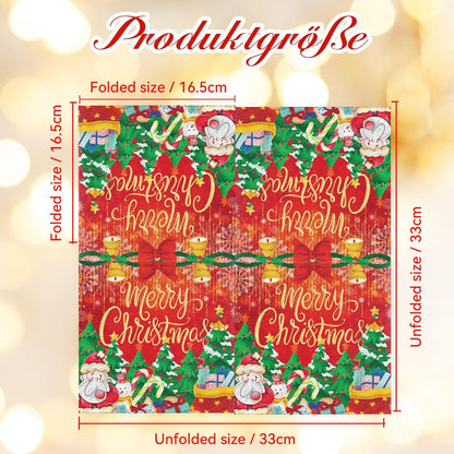 Weihnachtsservietten Merry Christmas 40Stück Rot Tischdeko