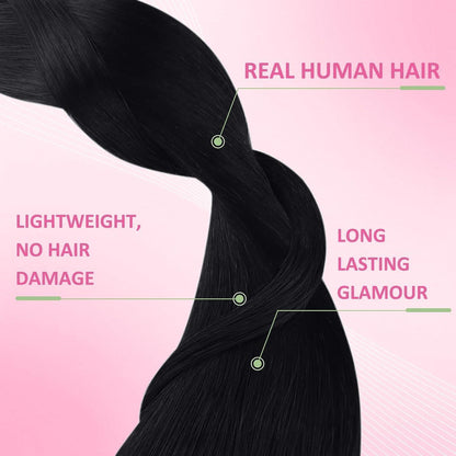 Echthaar Tape Extensions Schwarz 35cm - Remy Haarverlängerung