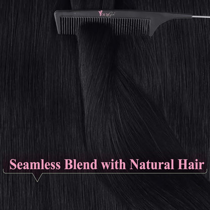Echthaar Tape Extensions Schwarz 35cm - Remy Haarverlängerung