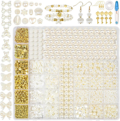 Perlen Set Schmuck Armband Weiß DIY Erwachsene Auffädeln Kit