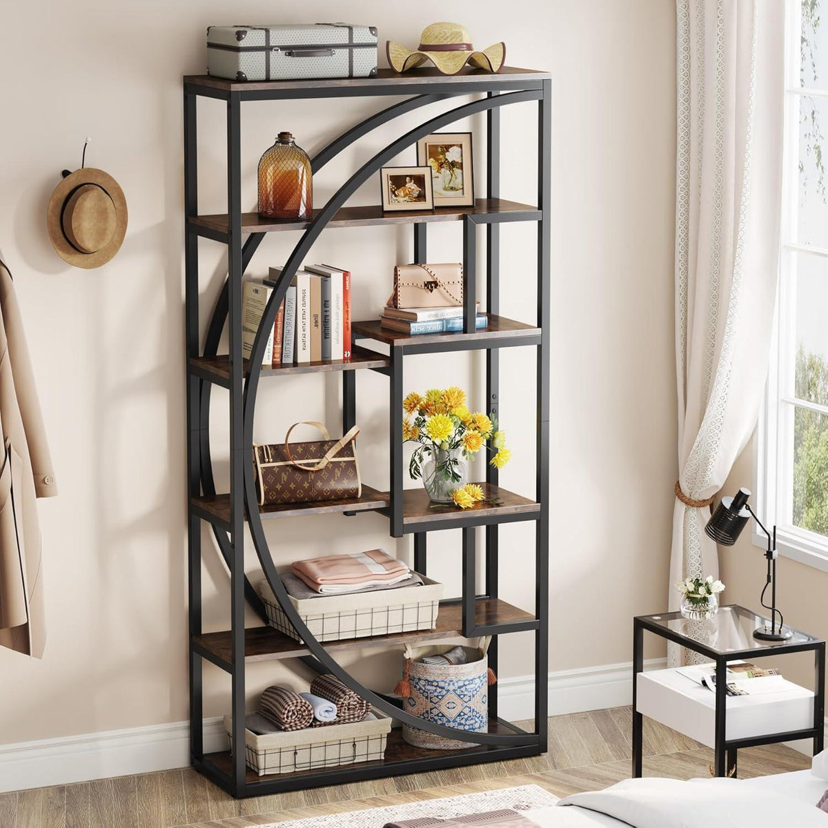 Industrielles Bücherregal 180cm - 5-stöckig, Vintage Braun