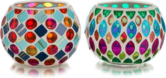 Mosaik Glas Teelichthalter Set für Kerzen & Teelichter