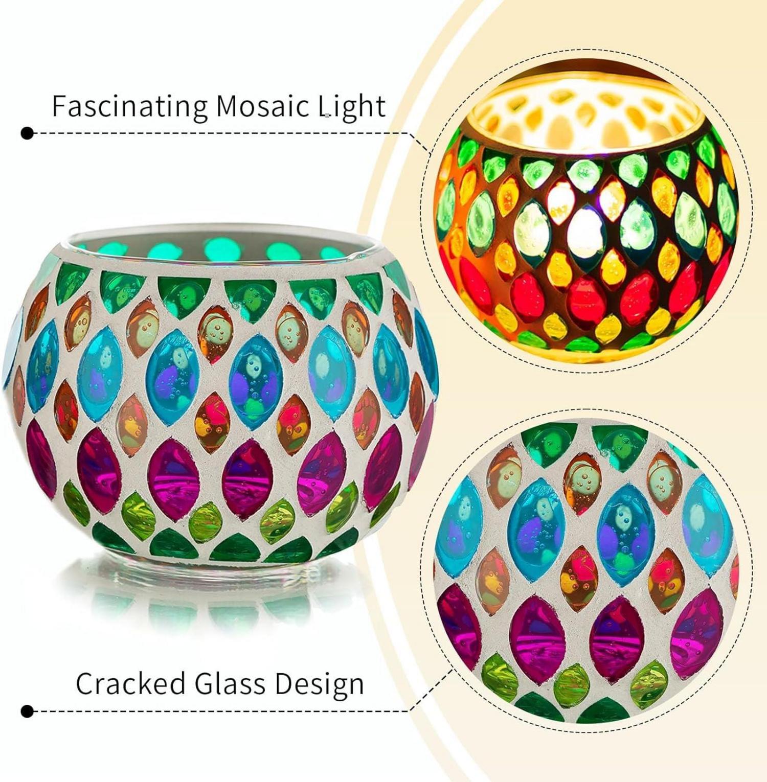 Mosaik Glas Teelichthalter - 2er Set, Orientalisches Windlicht, Haus Deko