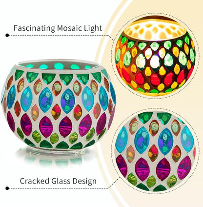 Mosaik Glas Teelichthalter - 2er Set, Orientalisches Windlicht, Haus Deko