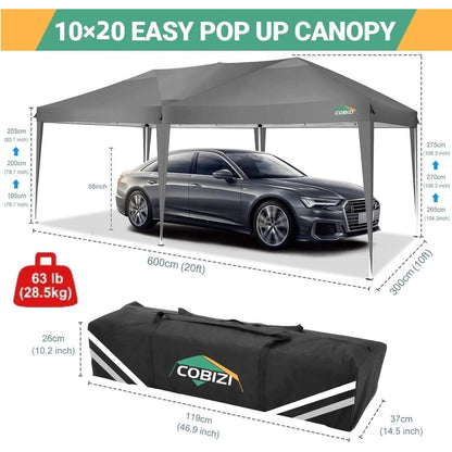 Faltpavillon 3x6m wasserdicht mit 6 Seitenwänden & UV-Schutz