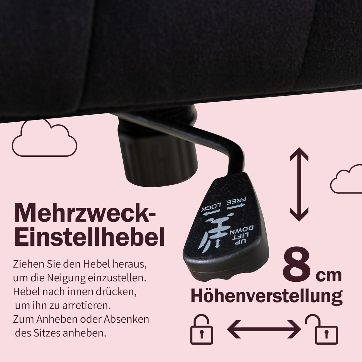Fantasylab Bürostuhl Samt Schreibtischstuhl Höhenverstellbar 150KG
