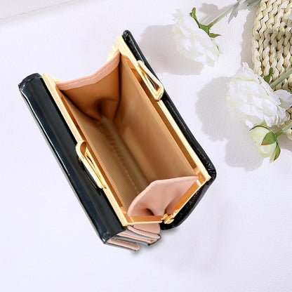 Damen Geldbörse Schwarz Klein PU-Leder