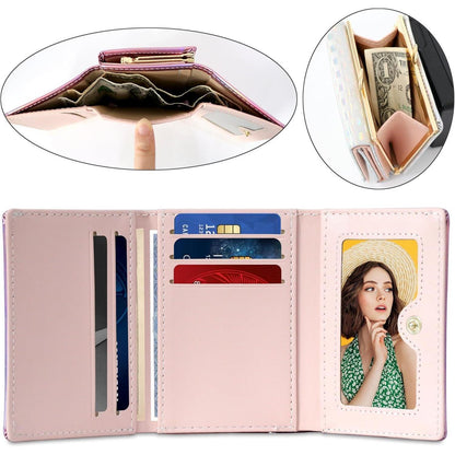 Damen Geldbörse Schwarz Klein PU-Leder