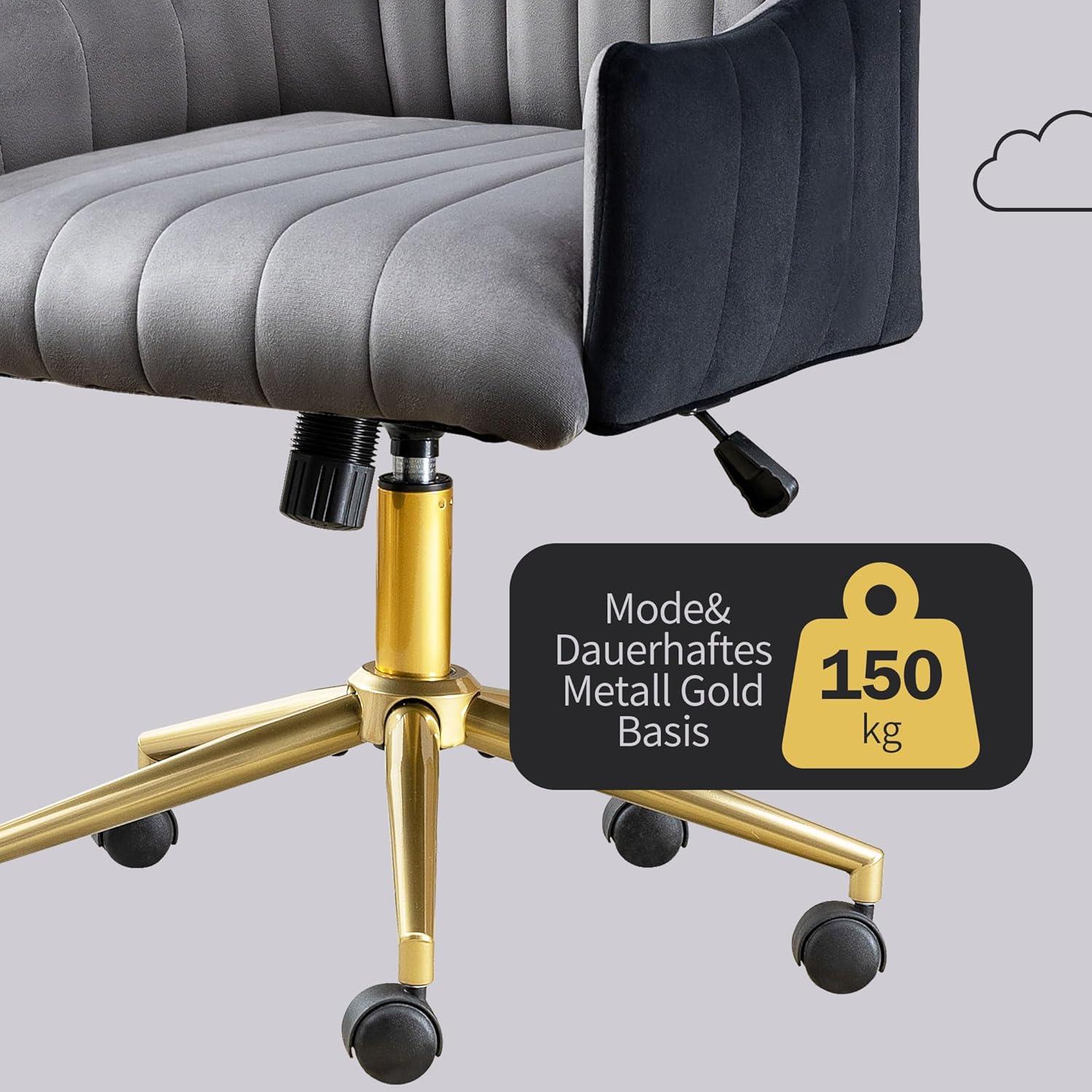 Bürostuhl Fantasylab Samt Drehstuhl Höhenverstellbar 150KG