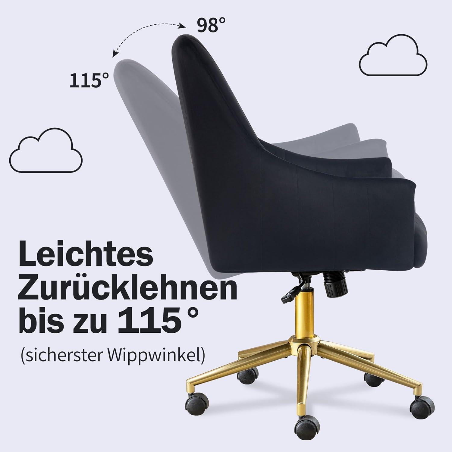 Fantasylab Bürostuhl Samt Drehstuhl Höhenverstellbar Schminkstuhl