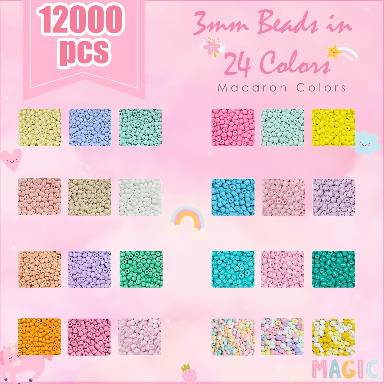 Konoz Glasperlen Set 18000+ Stück Auffädeln Pastell Mädchen