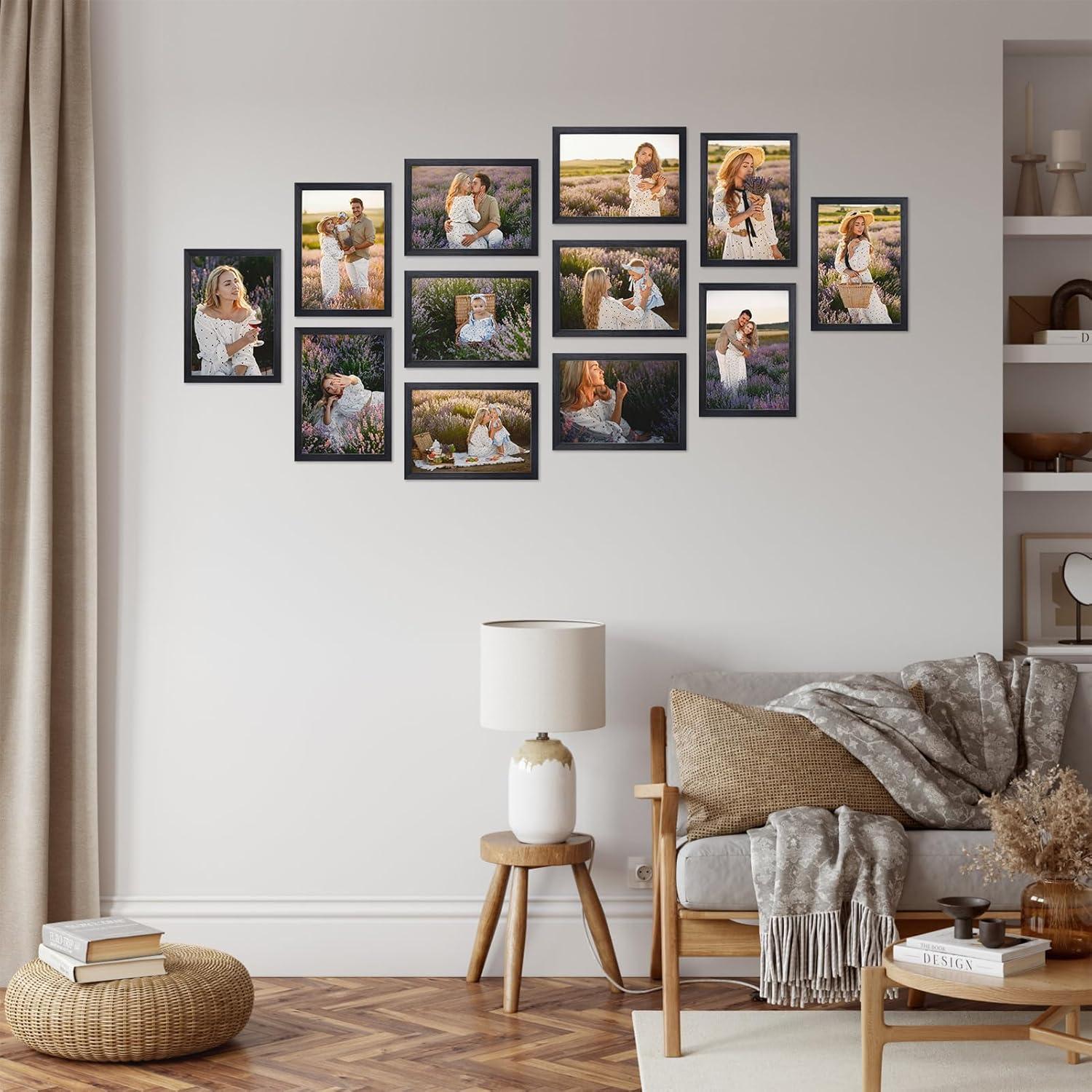 12er Bilderrahmen Set A4 Schwarz für Fotos & Bilder - Fotorahmen