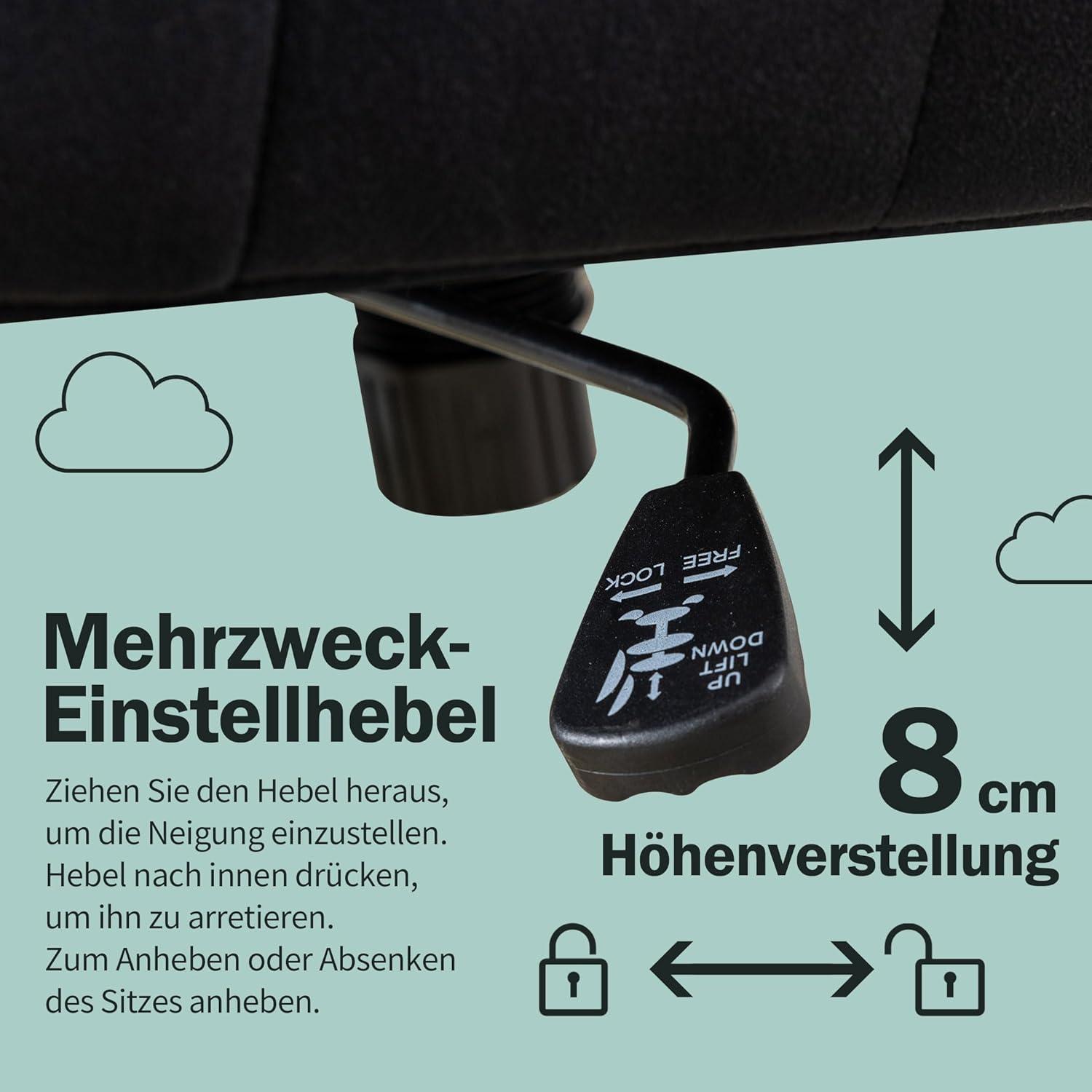 Fantasylab Bürostuhl Samt Höhenverstellbar Drehstuhl Räder 150KG
