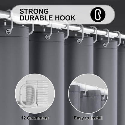 Duschvorhang 180x180 Anti-schimmel Wasserdicht PEVA Grau Hellgrau 1er Pack