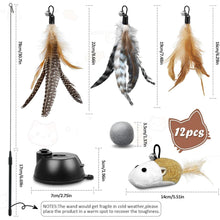 Katzen Spielzeug Set mit Saugnäpfen, Maus, Federn