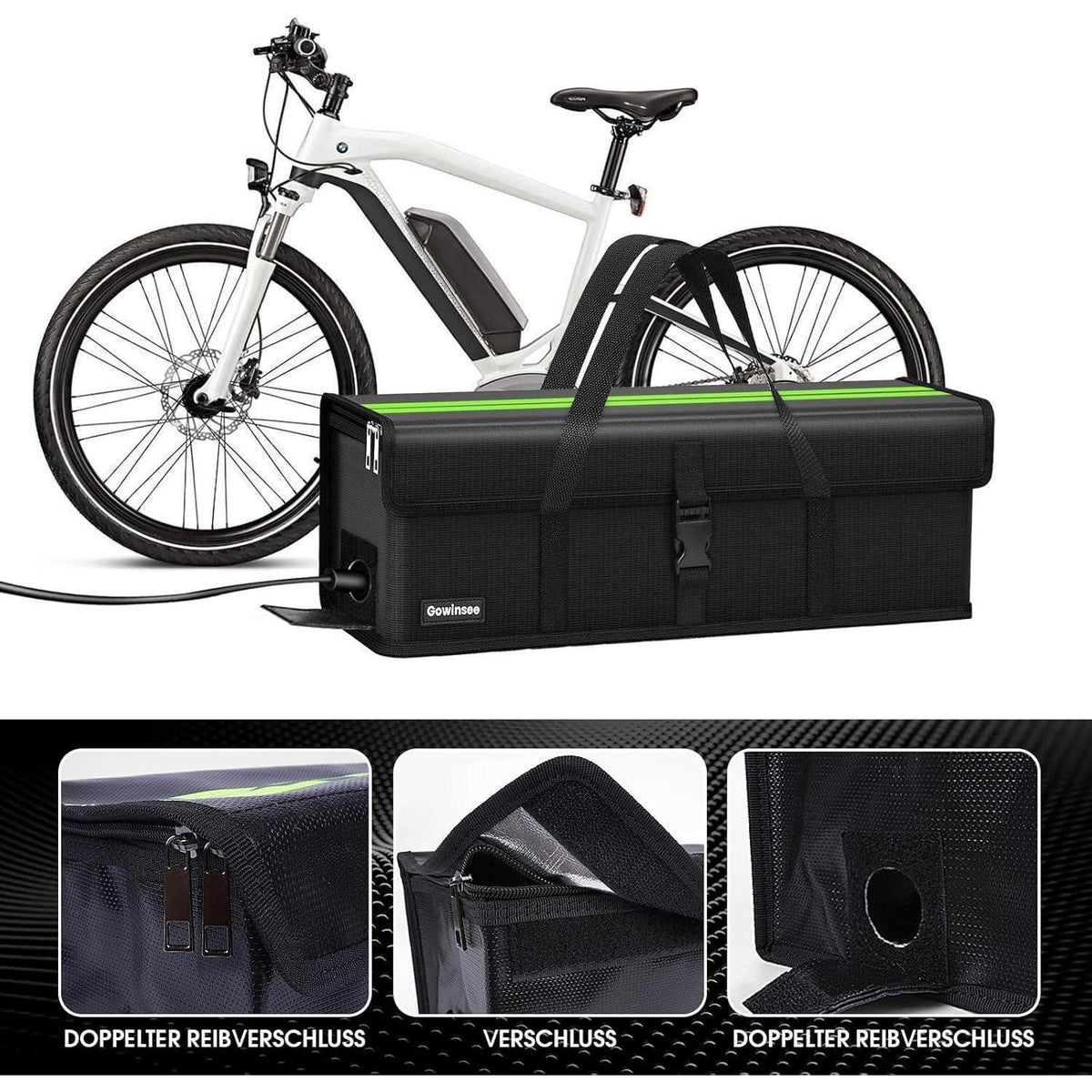 Feuerfeste Ebike Akku Tasche Groß (L) – Sicherer Transport & Lagerung