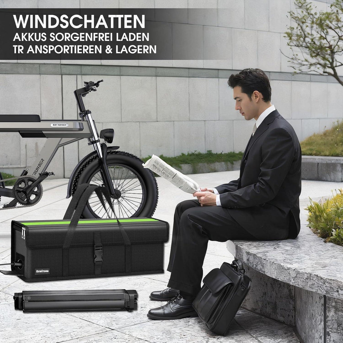 Feuerfeste Ebike Akku Tasche Groß (L) – Sicherer Transport & Lagerung