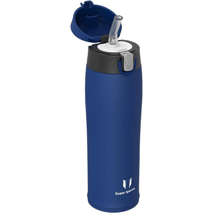 Edelstahl Trinkflasche mit Strohhalm, BPA
