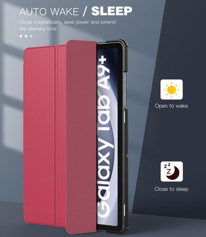 Samsung Galaxy Tab A9+ 11 Zoll 2023 Hülle - Wein Rot Schutzhülle mit Ständer