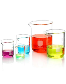 Abgestufte Glasbecher 5er Set Labor Küche 25ml - 500ml