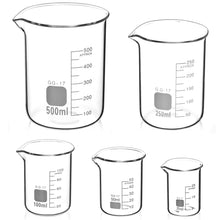 Glas Bechergläser Set 25ml 50ml 100ml 250ml 500ml Labor