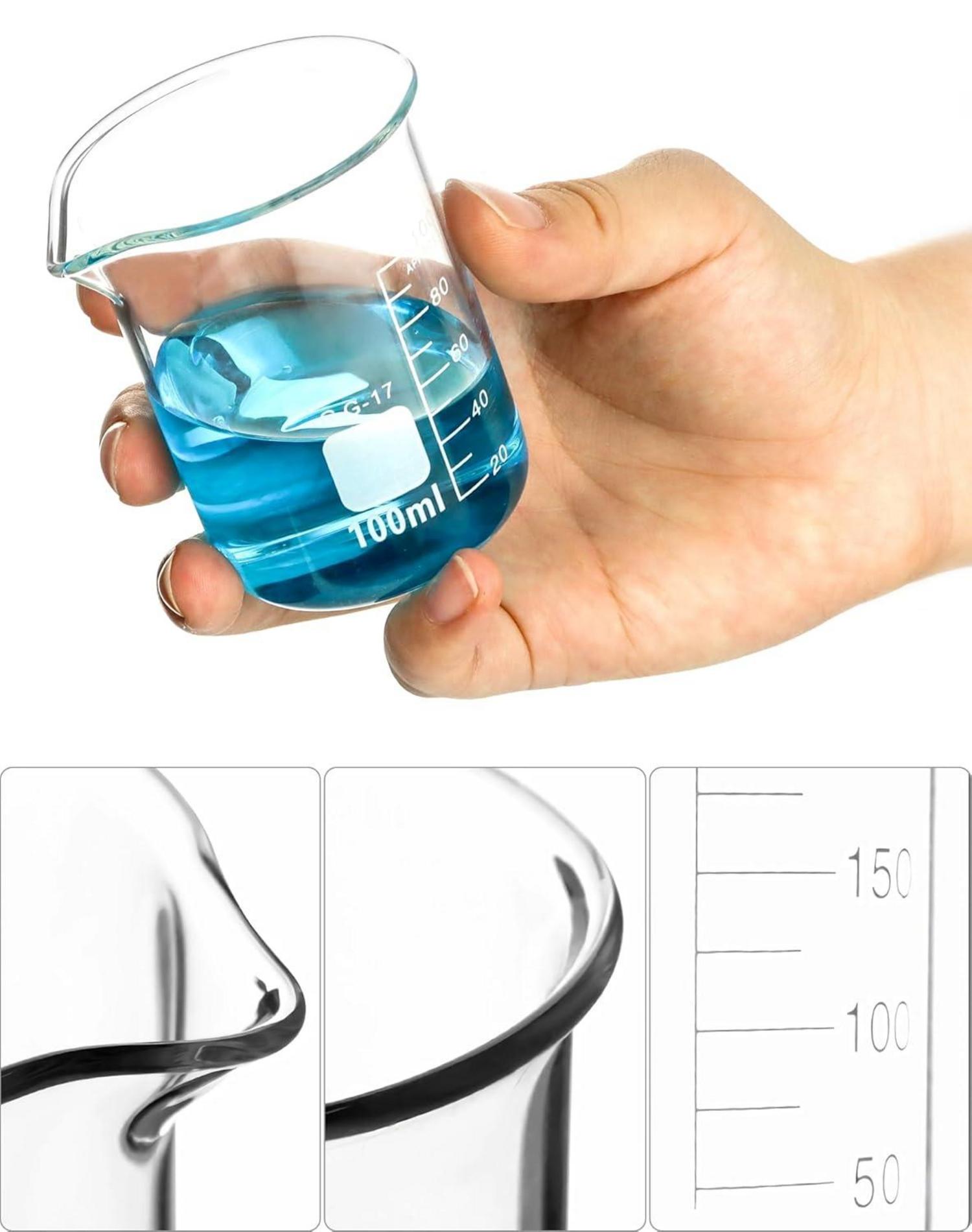 Abgestufte Glasbecher 5er Set Labor Küche 25ml - 500ml