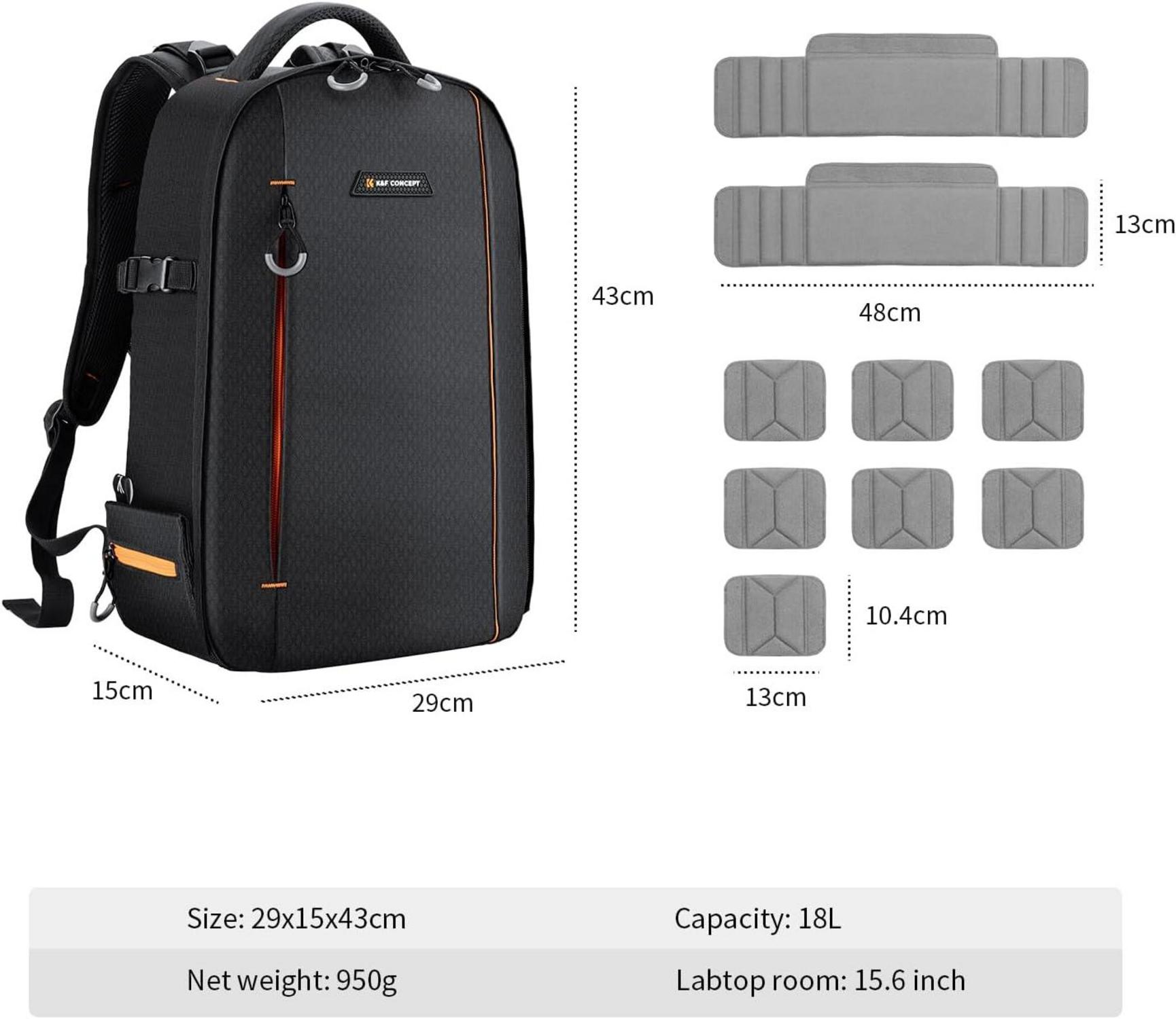K&F Concept Fotorucksack Kameratasche wasserdicht SLR/DSLR Canon Sony Nikon