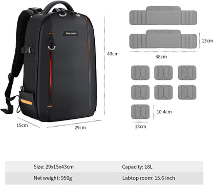 K&F Concept Fotorucksack Kameratasche wasserdicht SLR/DSLR Canon Sony Nikon