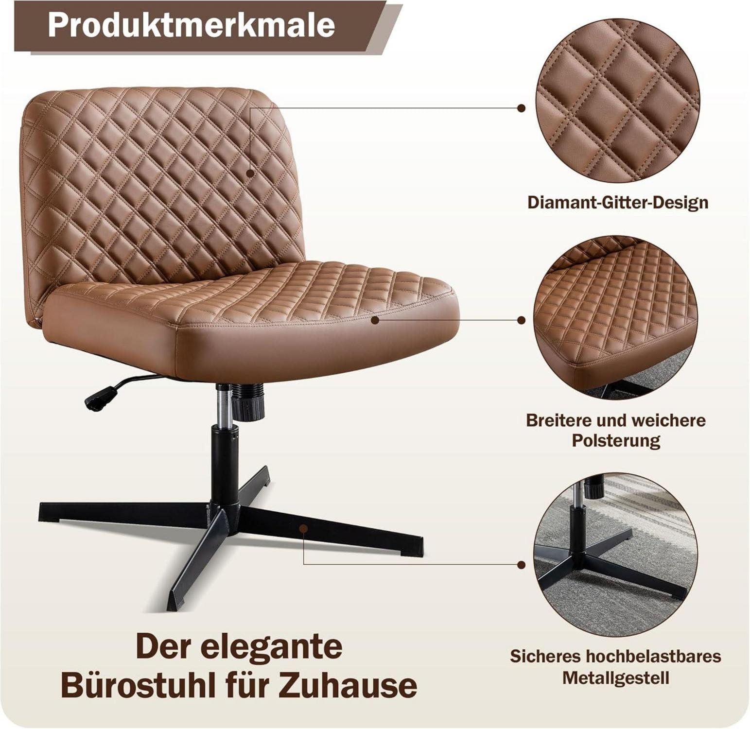 Fantasylab Bürostuhl ohne Armlehnen Heavy Duty Metallbasis Ergonomisch