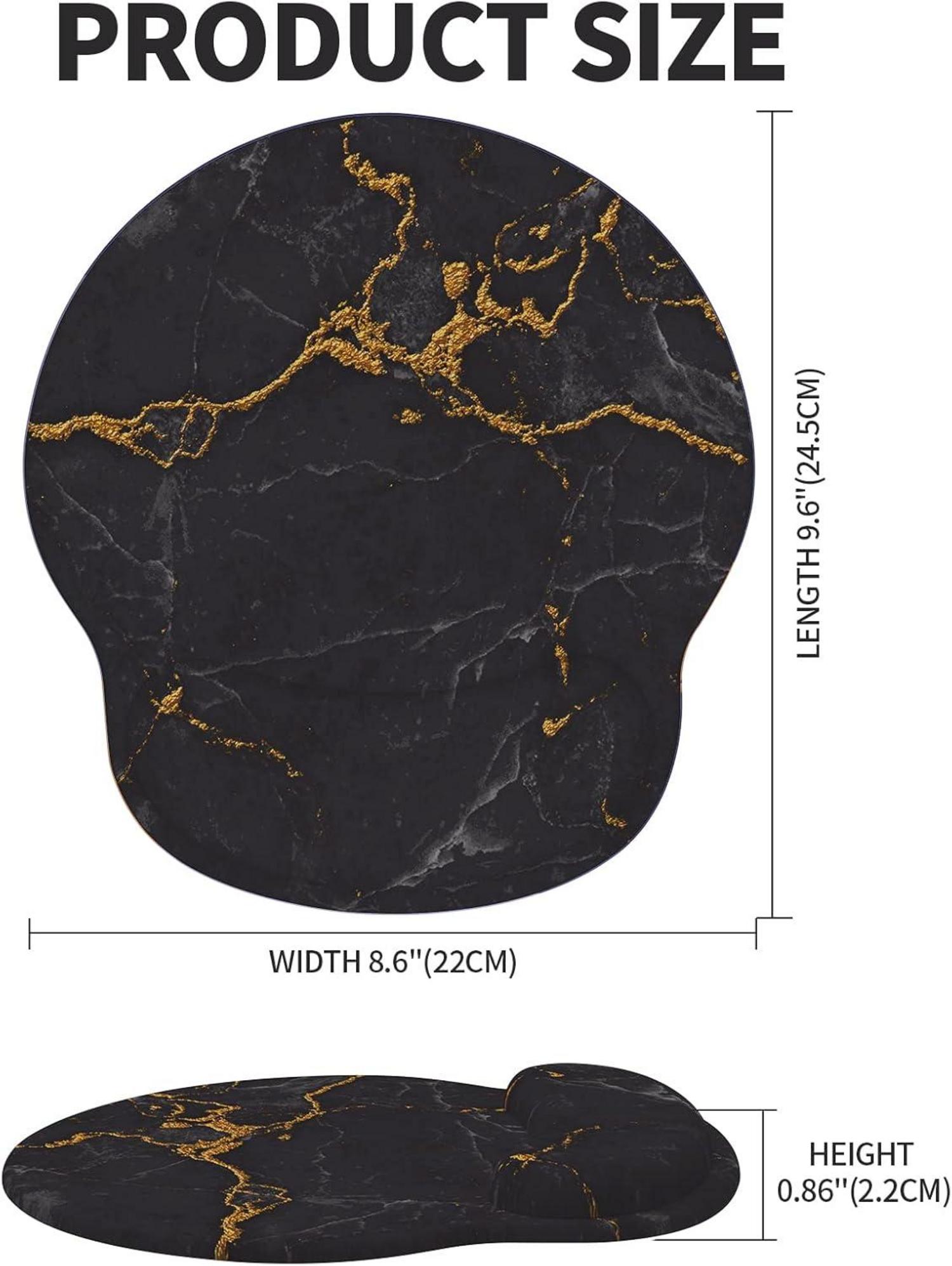 Giecy Mauspad mit Gelkissen Handauflage Schwarz Marmor