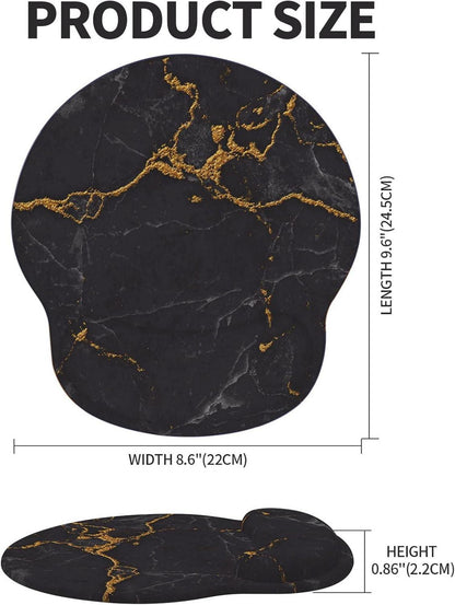 Giecy Mauspad mit Gelkissen Handauflage Schwarz Marmor